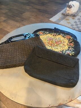 Black Textured Clutch Bags  3 for 12.00. All VINTAGE -